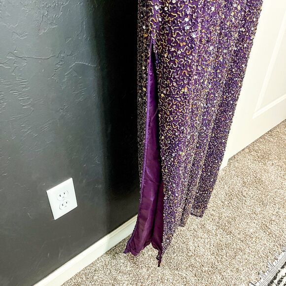 ✨ SCALA Plum and Gold Vintage Beaded Gown – Size Medium ✨ - Picture 7 of 16